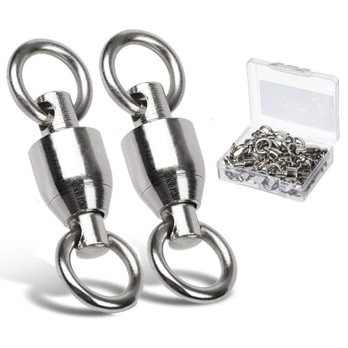 AMYSPORTS Ball Bearing Swivels Connector High Strength Stainless Steel Solid Welded Rings Barrel Swivels Saltwater Freshwater Fishing 25pcs 44lbs