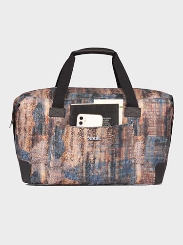 Image of ZOUK Collapsible Duffle Bag for Men and Women | Lightweight Foldable Travel Duffel Bag | Vegan Leather & Handcrafted Fabric | Water-Resistant Lining | 33L Weekend & Short Trip Bag | Triund Baroque