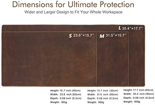 Contact's Laptop Pad Genuine Leather Desk Mat L: 45X90 CM Table Pad Mouse Mat Vintage for Office or Home Coffee (L)