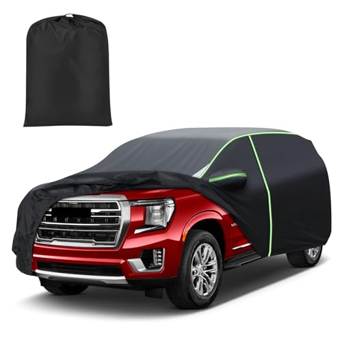 Image of Mixsuper Liner Car Cover for GMC Yukon 2007-2014 & 2015-2026, 7 Layers Waterproof All Weather SUV Cover with Driver Side Zipper Door, Windproof Straps & Reflective Strips