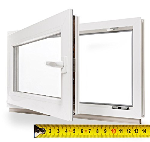 Preisvergleich Produktbild Kellerfenster 3fach Verglasung BxH 90x55cm / 900x550mm DIN R - Zwischenmaß - Kunststoff Fenster Pilzkopfverr. WINKHAUS Isolierglas