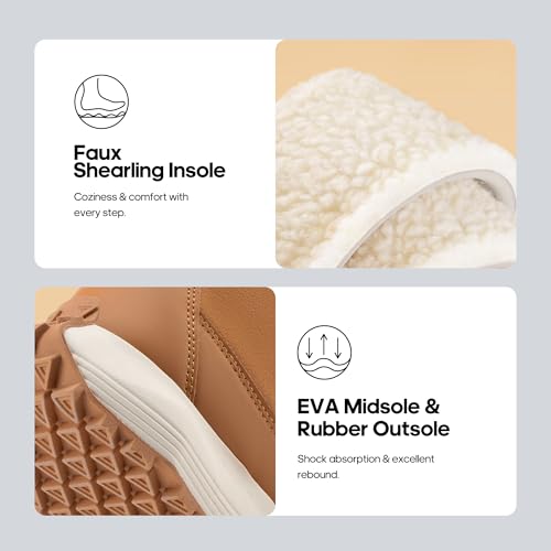 NORTIV 8 Women's Winter Boots Ankle Waterproof Lightweight Snow Sneaker Boots,Size 8.5,TAN,SNSB241W