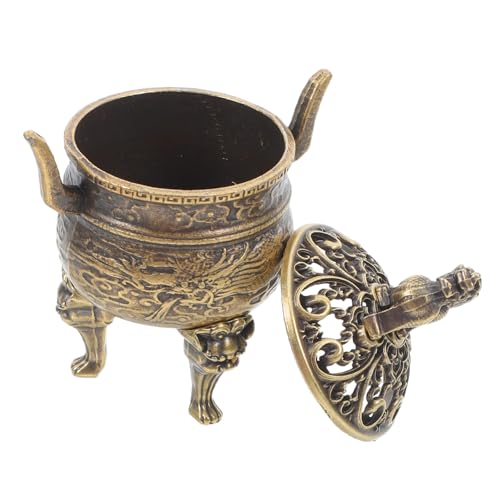 MAGICLULU Aromatherapy Burner Chinese Incense Censer Vintage Three-legged Design Lid for Home Office Decor Feng Shui Aromatherapy