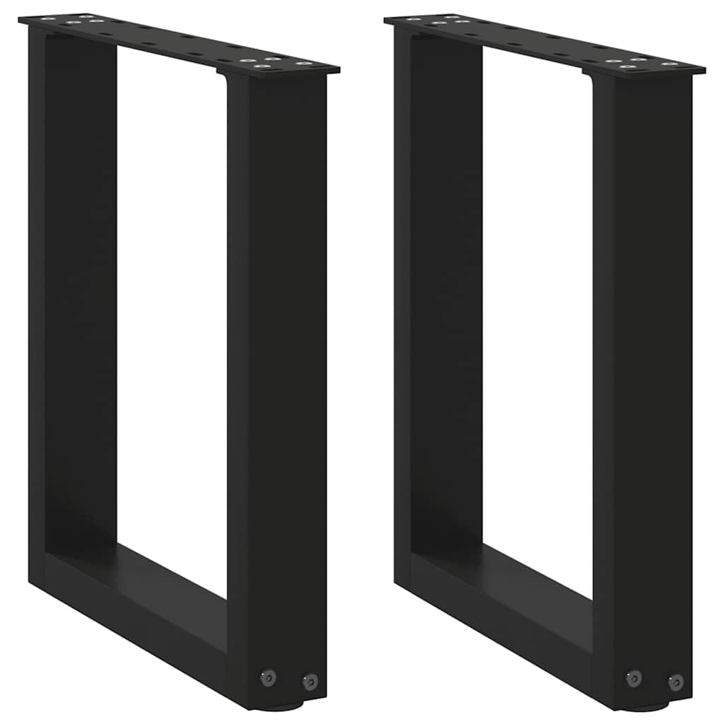 SXZenSpace Coffee Table Legs U-Shape 28x42-43 cm Black Powder-Coated Steel Set of 2 with Adjustable Levellers Modern Industrial Style for Living Room, Office or Balcony