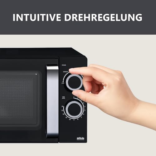 Silva Schneider Mikrowelle MW-C 25.2 ohne Drehteller – 700 Watt, 20 Liter Garraum, Keramikboden, 6 Leistungsstufen, Auftaufunktion, Timer, platzsparend & leicht zu reinigen – Schwarz