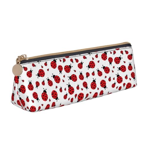 HKHLHLH Ladybug - Estuche de piel con cremallera para bolígrafos, práctico estuche para lápices para niños, para la escuela y la oficina, White, Talla única, Neceser de maquillaje