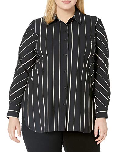 Lyssé Women's Fashion Schiffer Button Down, Lime Stripe, XL