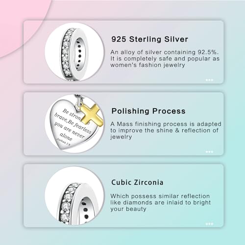 Image of LUXILLA Love You Best Friend Grandma Wife Heart Charm 925 Sterling Silver Charms Fit for Bracelets Necklace Jewelry Gift for Women