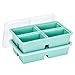 2 Pack Extra Large Soup Containers for Freezing, Silicone Cube Soup Freezer Mould with Lid, Meal Prep Soup Storage Containers, Large Ice Cube Tray for Sauce, 4-Compartment Freezer Container,Green