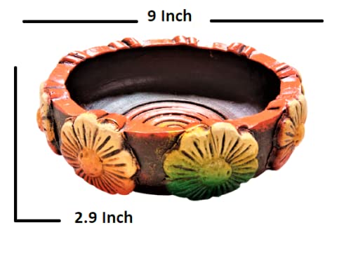 Image of Turtuls Group Best Ceramic Terracotta Solid Decorative Urli Bowl (Multicolour- 13 inch) Unique Shape