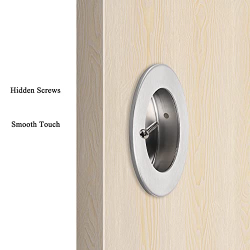 Fashion Furniture Direct 2 Pack Brushed Nickel Round Recessed Sliding Pocket Door Pull Stainless Steel Round Finger Pull 1.6"(10Mm) Groove Diameter Large Enough To Grasp #TOP5