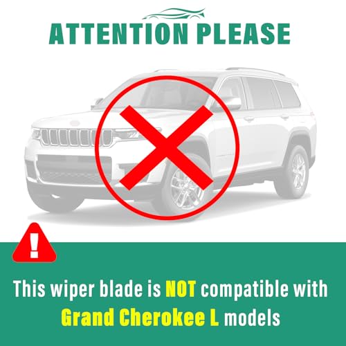 Image of 26 inch 20 inch 12 inch Windshield Wiper Blades Replacement for Jeep Grand Cherokee 2022 2023 2024 2025 (Not Suitable for Cherokee L) Premium All Weather Front Rear Wipers Set - OEM Quality (Pack of 3)