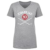 500 LEVEL Mika Zibanejad Shirt for Women (Women's V-Neck, Large, Heather Gray) - Mika Zibanejad New York Sticks WHT