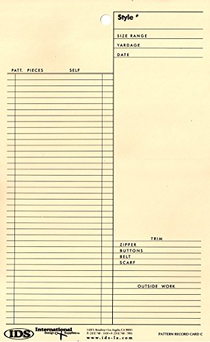Pattern Record Cards – Pack of 10 | Keep Notes, Materials & Design Specs Organized | Essential Tool for Pattern Makers & Fashion Designers