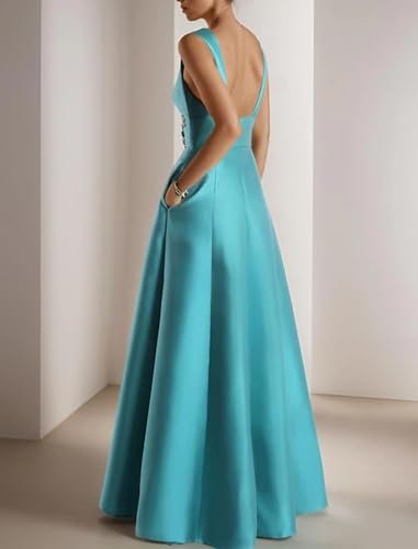 A-Line Elegant Floral Formal Party Dress V Neck Floor Length Sleeveless Prom Dress Sexy Fashion Appliques 20244
