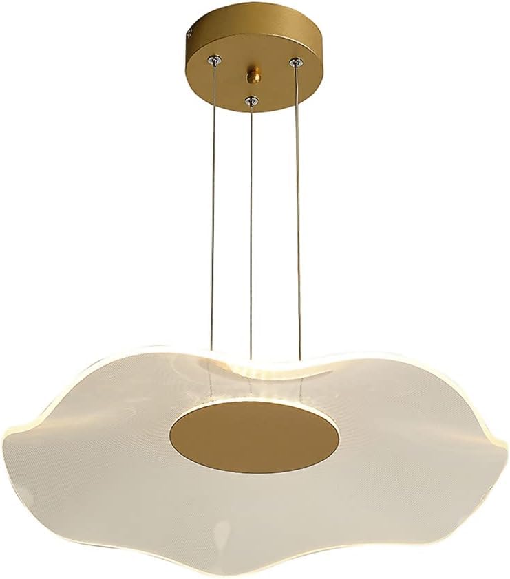 Lampe suspendue en métal doré style feuilles avec éclairage LED 6000K