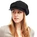 THE HAT DEPOT 100% Cotton Plain Blank 6 Panel Newsboy Gatsby Apple Cabbie Cap Hat Made in USA (Black)