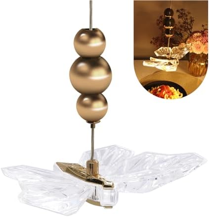 Luminária Pendente Borboleta Dourado Led Cristal Pd24