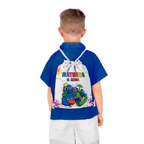 Mochilinha Bag Infantil Personalizado com Nome e Idade Rainbow Friends (Mochilinha 20x30, Unidades, 01)