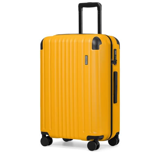 Image of Coolife Luggage, Lightweight and Durable Hardshell, 24 in, Yellow