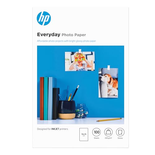 HP Everyday Photo Paper | Glossy | 10 x 15 cm (101 x 152 mm)| 100 sheets| 200 g/m2 | Works with inkjet printers | White | CR757A