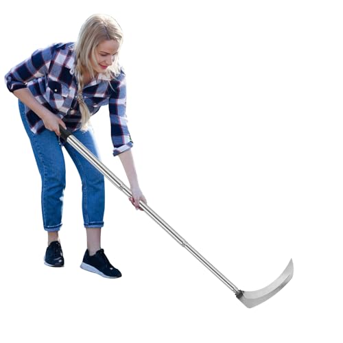 ROLKAR Sickle Weeding Garden Tool, Hand Weed Scythe for Grass Cutting, Billhook for Vines Bushes Cutter for Yard, Fields, Lawn and Ditches, Scythes Knife Tool for Farming Harvesting -Long Handle