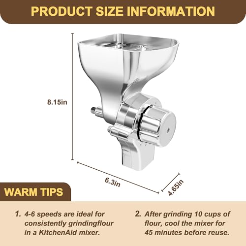 image for Jooke Metal Grain Mill Attachment for KitchenAid Stand Mixer with 12 G