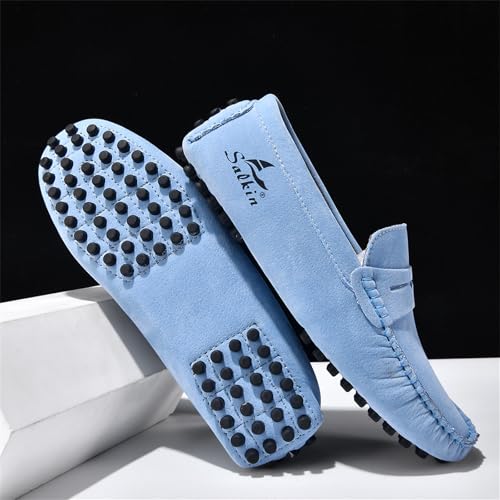 Men's Suede Leather Slip On Flats Penny Loafers Casual Lightweight Soft Breathable Round Toe Non Slip Driving Moccasins Boat Shoes for Weekend Office Party Wedding Formal4
