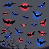 24 PCS LED Murciélago Decorativo,LED Pegatinas de Murciélagos,Pegatina de Murciéla-go LE-D,LE-D Murciéla-go Pegatin-as Pared Decorativas,para Ventanas,Pared,Puerta de casa,Decoracion Halloween