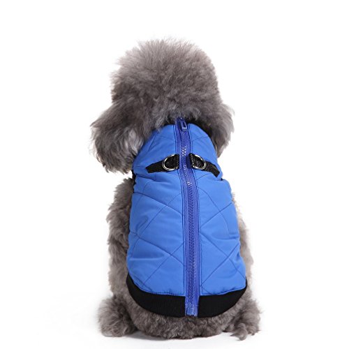 SELMAI Warm Soft Cold Weather Small Dog Cat Vest Jacket with D-Ring Zipper Pet Puppy Puffer Coat Doggie Winter Apparel Blue XL