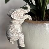 Kudriod Elephant Planter Hugger Figurine -Resin Hanging Elephant Statue Flower Pot Holder for Garden, Balcony, Patio, Lawn, and Home Decor