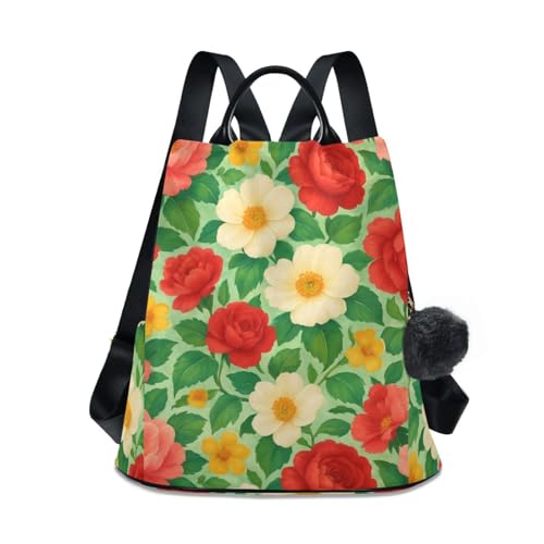Sac à dos vintage coloré à motif floral rose et grand compartiment antivol