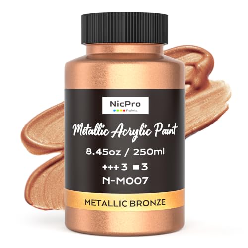 Image of Nicpro Metallic Bronze Acrylic Paint, 8.45oz /250ml Bronze Craft Paint