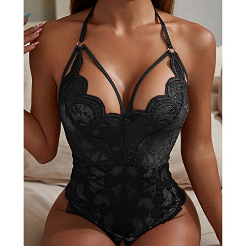 RYTEJFES Damen Einteiler Dessous Erotisch für Sex Spitze Overall Sexy Lingerie Aushöhlen Body Schwarzless Open Crotch… – Bild 3