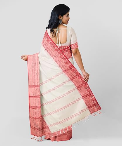 Image of eC ESHA'S COLLECTION Women's Cotton Blend Begumpuri Handloom Saree With Unstitched Running Blouse Piece