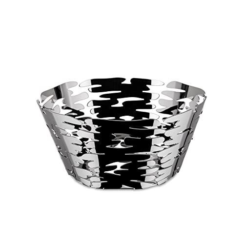 Alessi BM10/21 Barket Round basket in 18/10 stainless steel.