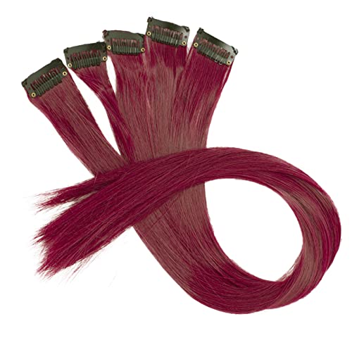 CAISHA 60 cm Coloré Mèche Mèches Extension à Clip Extension De Cheveux Cheveux Raides Longs Postiche Rouge BST123
