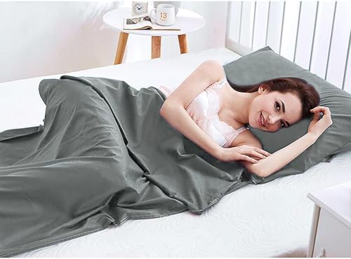 MYCARBON Prześcieradło do spania 90 x 220 cm, 100% bawełna, ultralekkie, przenośne prześcieradło podróżne, miękki, prostokątny śpiwór na lato z przegrodą na poduszkę do podróży, na kemping, wędrówki