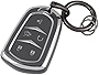 CARFIB for Cadillac Key Fob Cover Accessories ATS CT6 CTS SRX Luxury XT4 XT5 XT6 XTS 2022 2021 2020 Key Case Holder Car Remote Key Chain Ring Women Men TPU Gray Silver