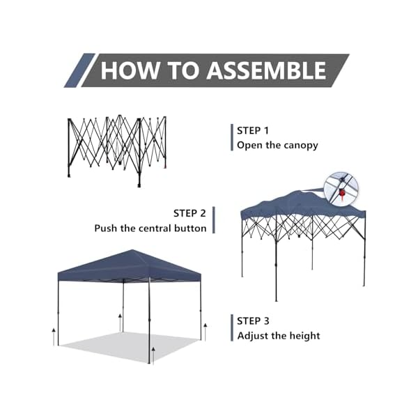 Fab based 10×10 pop up canopy tent instant shade canopy tent adjustable height with wheeled carry bag for outdoor events parties and picnicsblue  urban country home decor