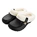 ZAPZEAL Hommes Femmes Sabots Mules Fourrure Lined Clogs Travail Chaussures Hiver Chaud Cheville Doublé de Fourrure Plat Chaussons Imperméables Noir Taille 35/36 EU