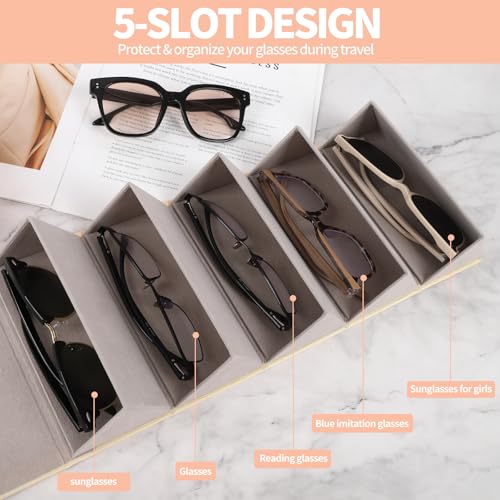 Image of Sunglasses Organizer, Portable Eyeglasses Holder Glasses Storage Box for Women Men, Folding Case Hard Shell, Gradient Design