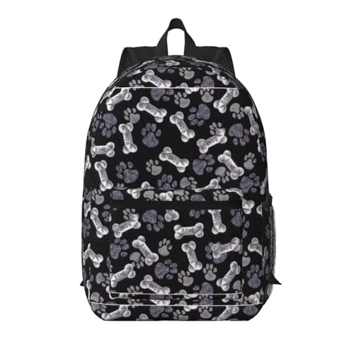 Sac à dos multi-poches voyage à motif pattes de chien avec grand volume 43cm