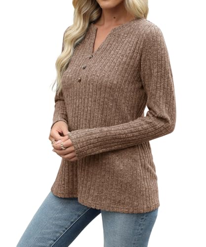 Image of XMTOPYE Sweaters for Women Fashion Long Sleeve Tops Pullover V Neck Casual Loose Sweatshirt