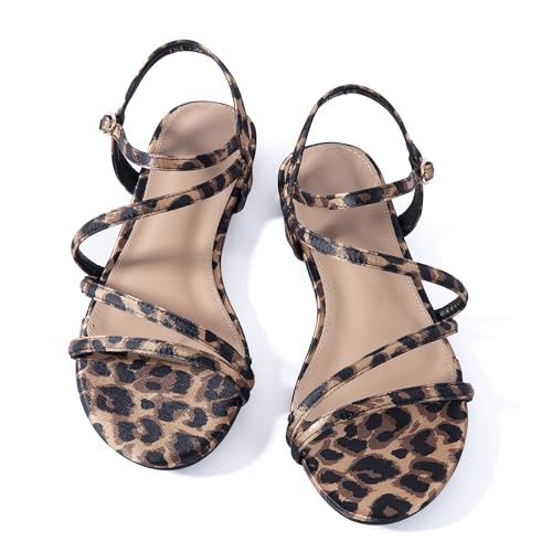 Image of Mtzyoa Women Flat Sandals Dressy Strappy Gladiator Summer Ankle Strap Nude Open Toe Comfortable Wedding Casual Leather Ladies Party Trendy Vacation