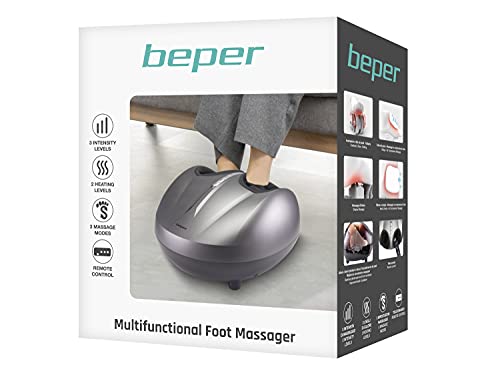 Masajeador Shiatsu para pies Beper P302MAS050 con calor y compresión de aire, 3 intensidades, 2 niveles de calor, incluye control remoto, ideal para alivio del estrés en casa y oficina miniatura 6