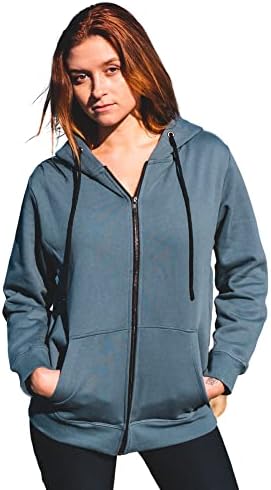 WP West Path 100% GOTS Organic Cotton Women's Zip Up Hoodie - Fair Trade Certified Zipper Hoodie for Women (Light Blue, Large)