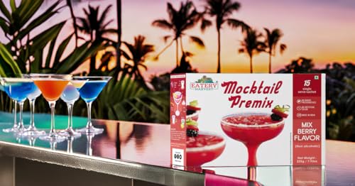 Image of EATERY HARVEST Non-Alcoholic Mocktail Premix - Delicious Mix Berry, 225g (15 x 15g Sachets). Sparkling Highball Cocktail Mixer, Vegan, No Artificial Colors, Easy to Prepare, Room Temp Storage
