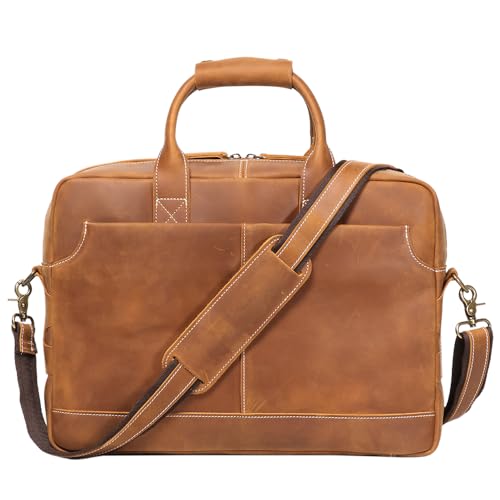 Maletín de cuero para laptop de 17 pulgadas para hombre