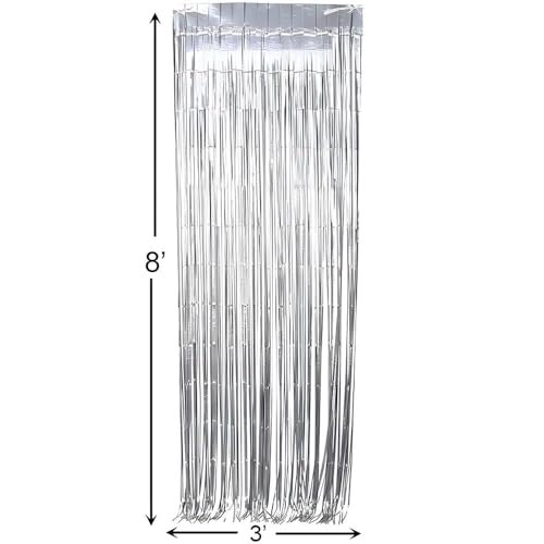 Fun Express - Silver Metallic Fringe Curtain for Party - Party Decor - Door Decor - Door Borders & Curtains - Party - 1 Piece